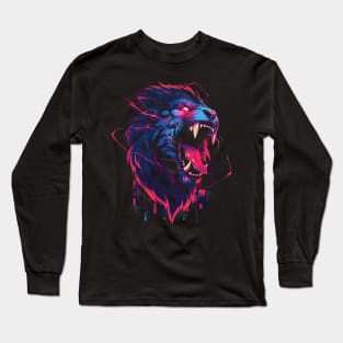 Synthwave Lion Long Sleeve T-Shirt